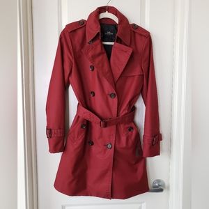 Coach New York Mid Trench Coat Jacket Maroon XS Women